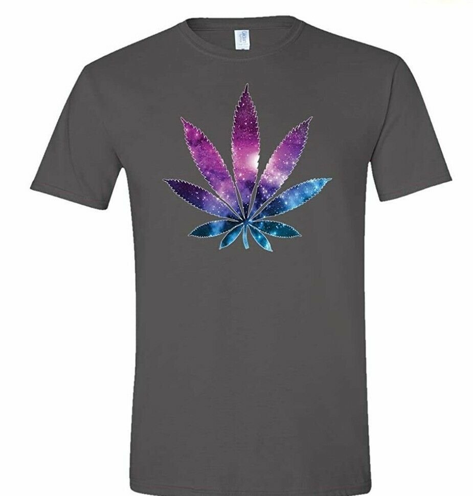 Cannabis T-Shirt Galaxy Weed Colorful Unisex Men Women 12 Colors Soft Cotton Tee S to 3XL