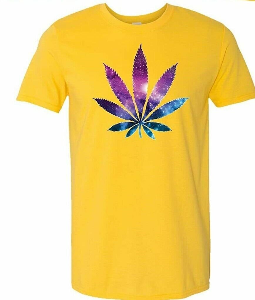 Cannabis T-Shirt Galaxy Weed Colorful Unisex Men Women 12 Colors Soft Cotton Tee S to 3XL