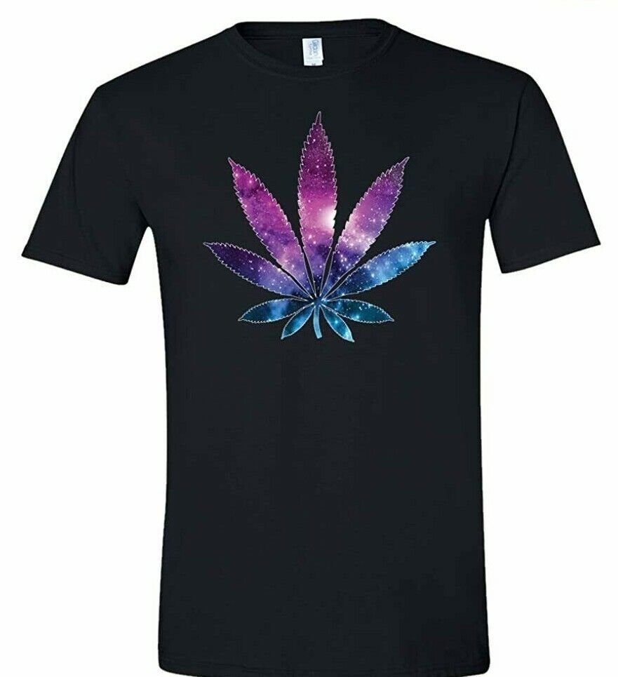 Cannabis T-Shirt Galaxy Weed Colorful Unisex Men Women 12 Colors Soft Cotton Tee S to 3XL