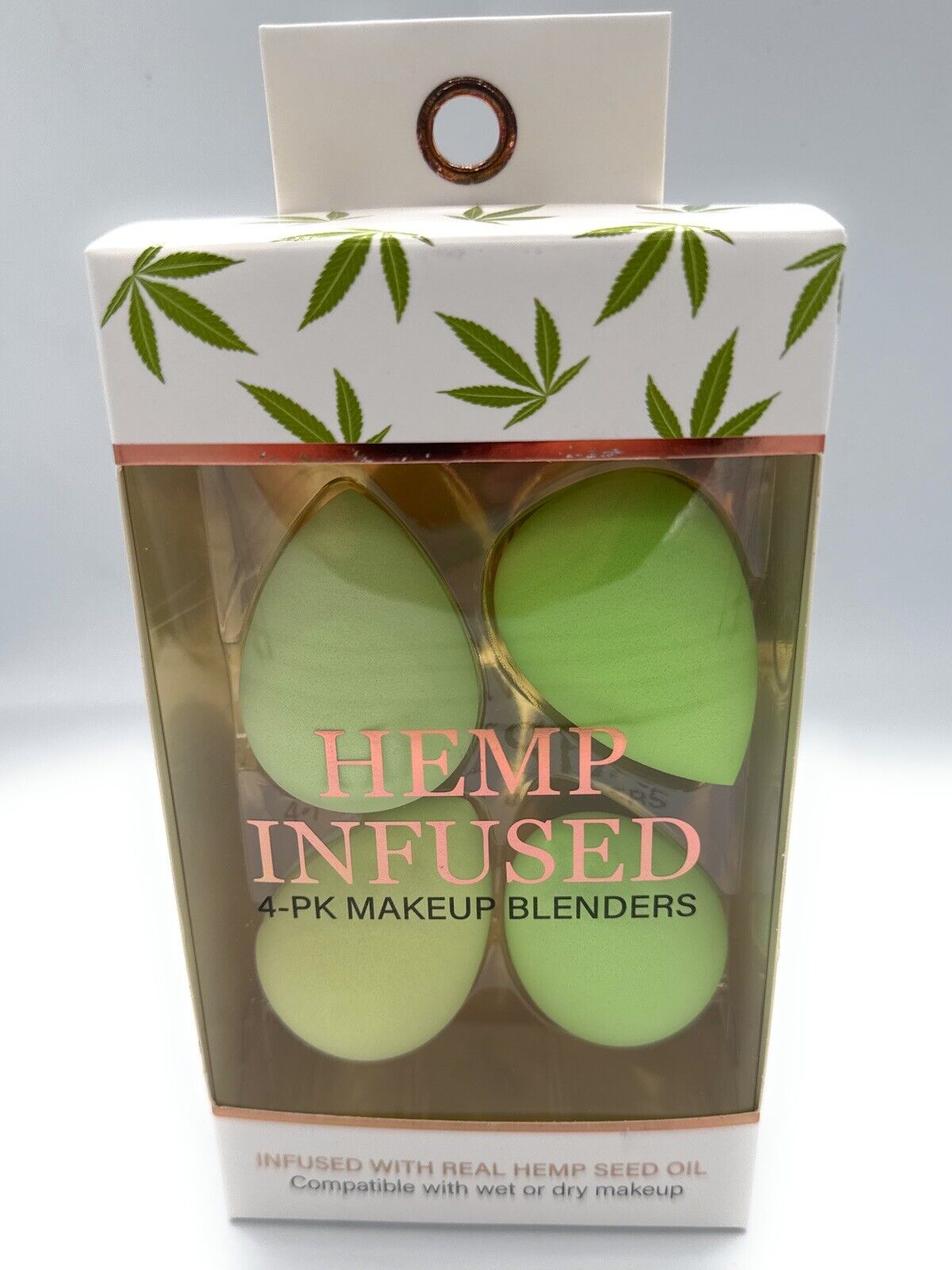 4 pack hemp-infused makeup blenders for dry or wet use.