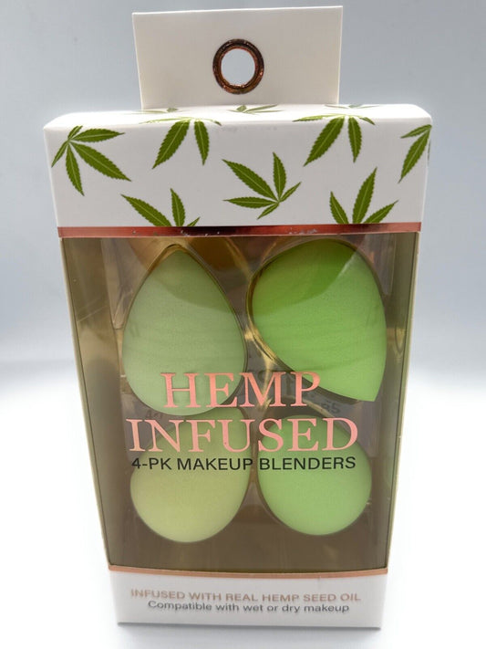 4 pack hemp-infused makeup blenders for dry or wet use.