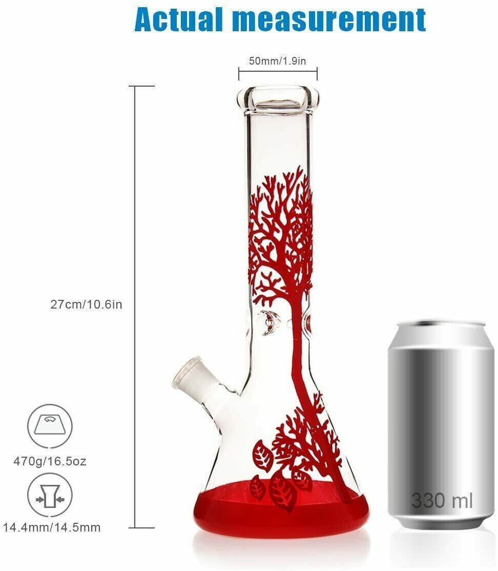 11 Inch Bongs Red Tree Glass Bong Smoking Hookah Glass Water Pipes 14mm Bowl - Maryjanes Bong Shop