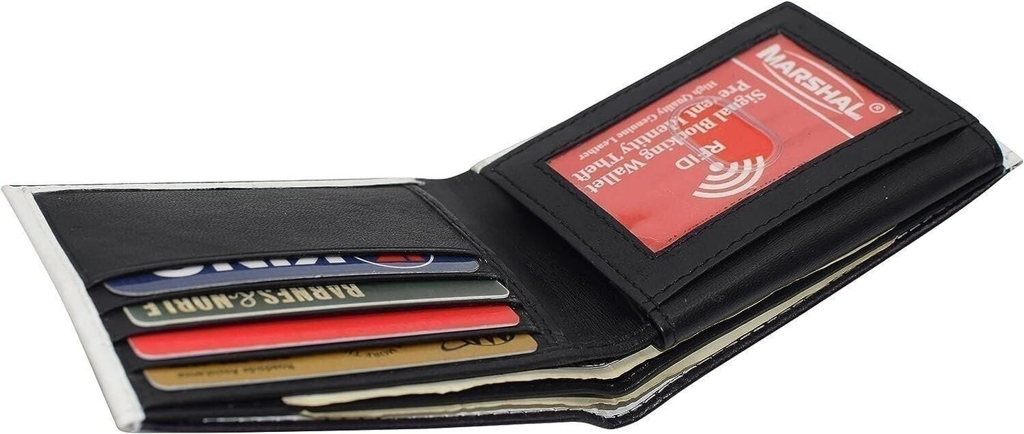 Printed Marijuana Leaf RFID Blocking Genuine Leather Bifold Wallet with Gift box