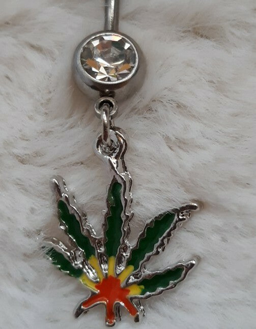 Marijuana Cannabis pot leaf Dangle  Belly button navel ring piercing  Very Stylish