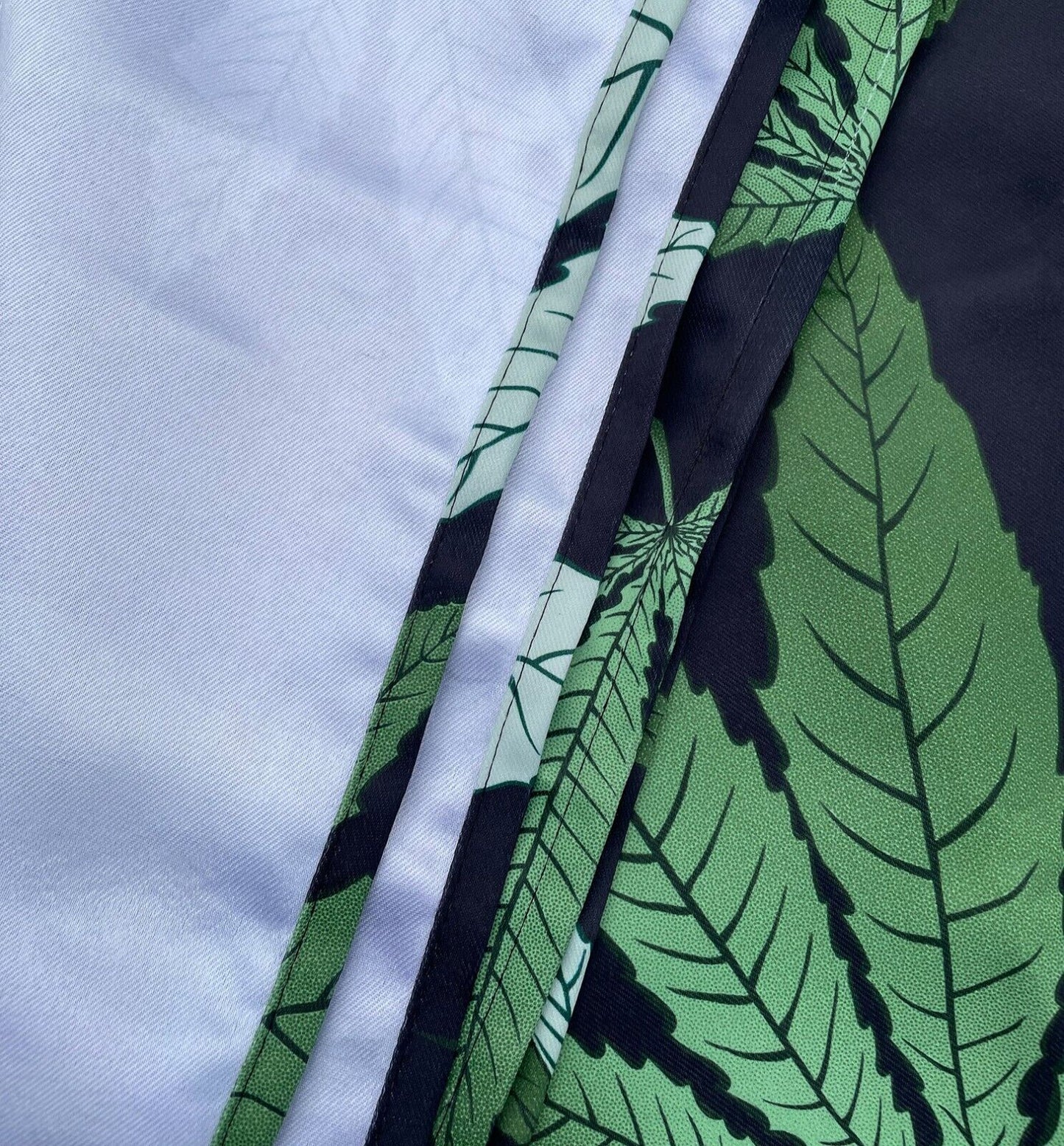 Blackout Grommet Window Curtain Set Black Green Marijuana Leaf