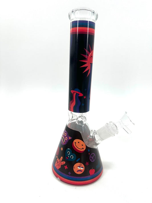 11" cute black cartoon hookah glass bong with 14mm bowl.