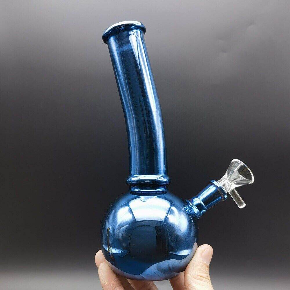 8inch Blue Reflective Water Pipe Hookah Smoking Shisha Glass Bong Hookah Bubbler - Maryjanes Bong Shop
