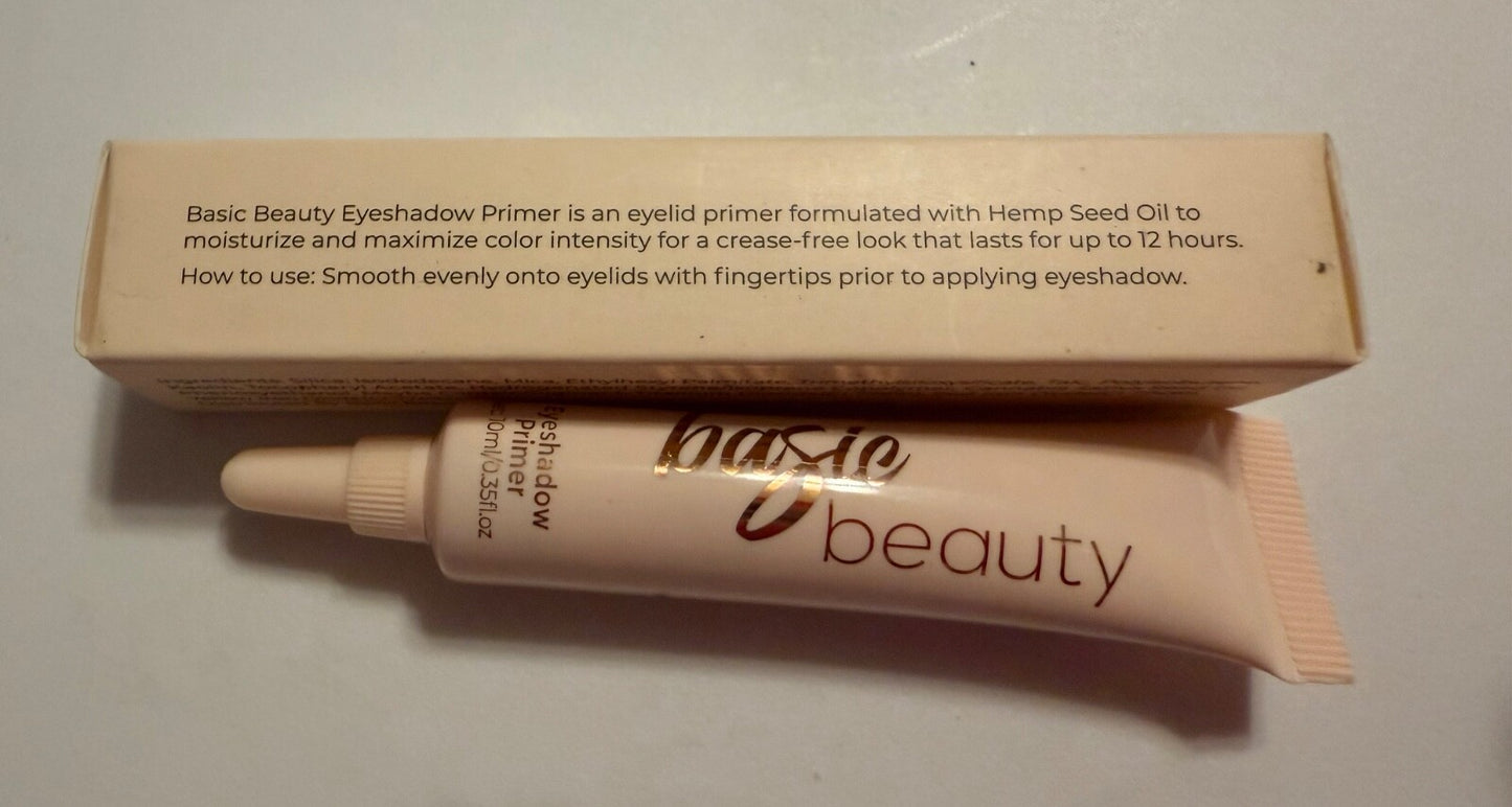 NIB Basic Beauty Eyeshadow Primer with Hemp Seed Oil - 10mL/0.35 fl oz