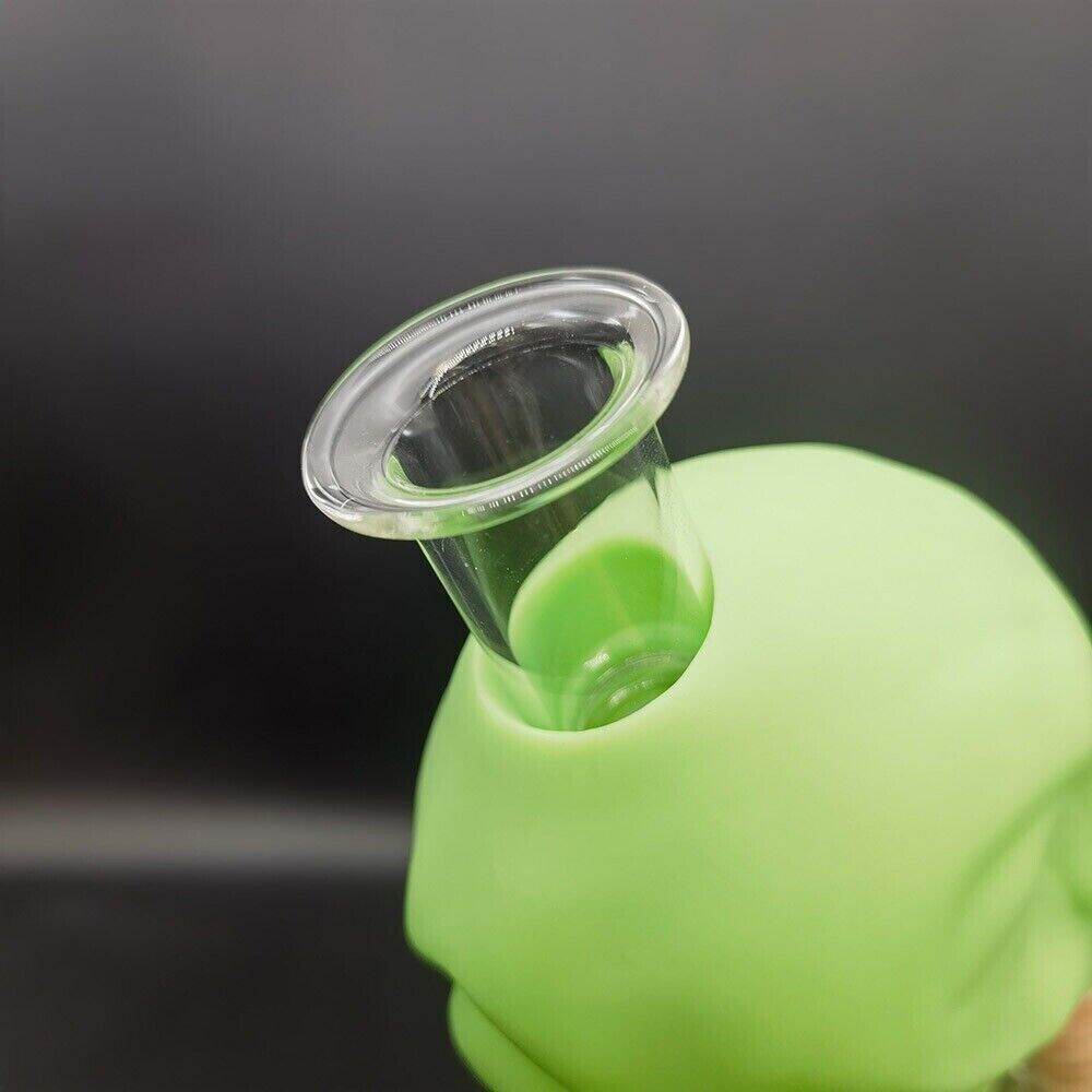 32.4cm Green Ailen Water Pipe Silicone Smoking Hookah Hand Pipes W/ Glass Bowl - Maryjanes Bong Shop