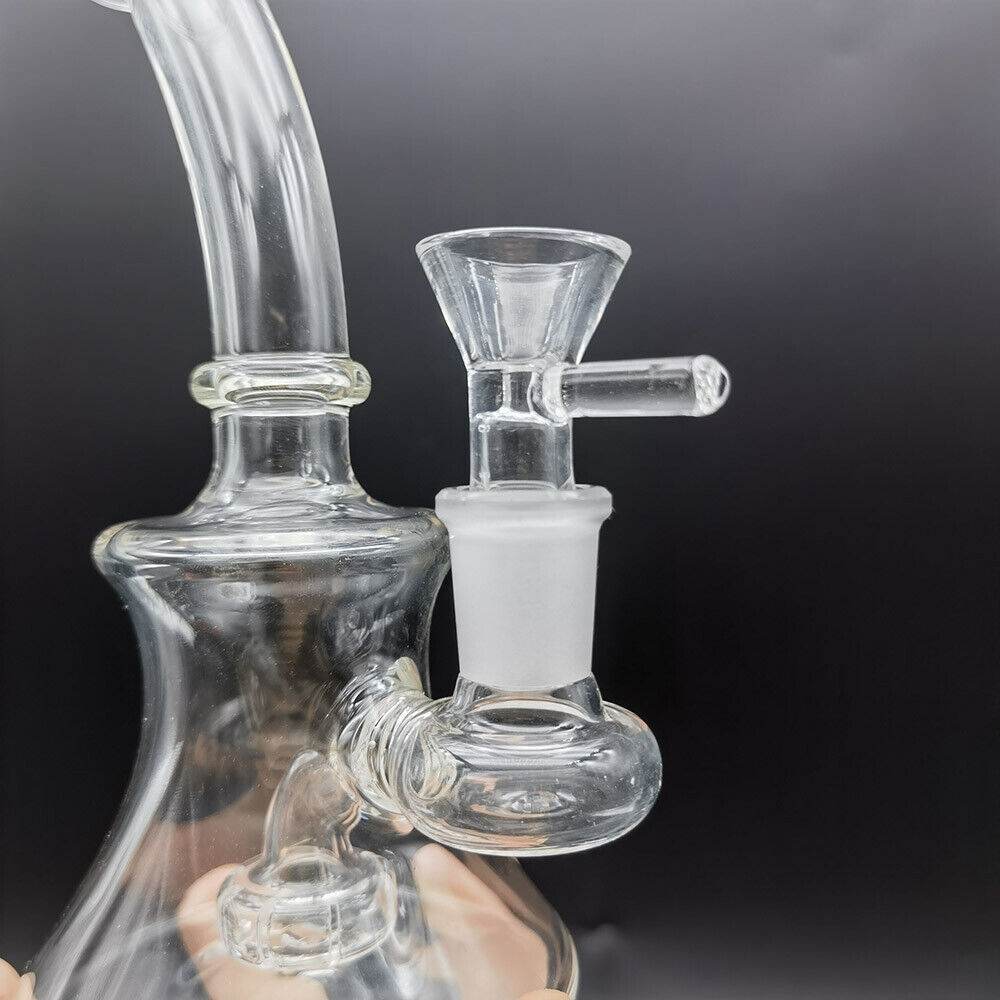 6inch Clear Glass Bong Hookah Smoking Hand Pipes Crook Neck Water Pipe 14mm Bowl - Maryjanes Bong Shop