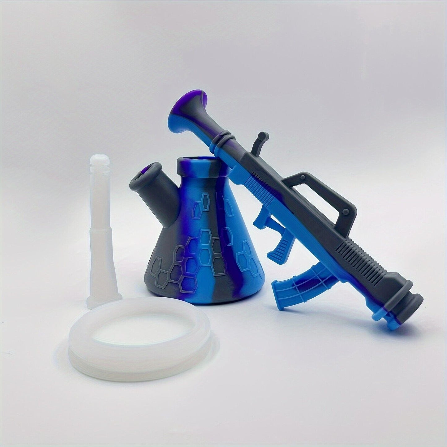 Silicone Hookah, 11.2" Big Detachable Submachine Gun Design Silicone Water Pipe