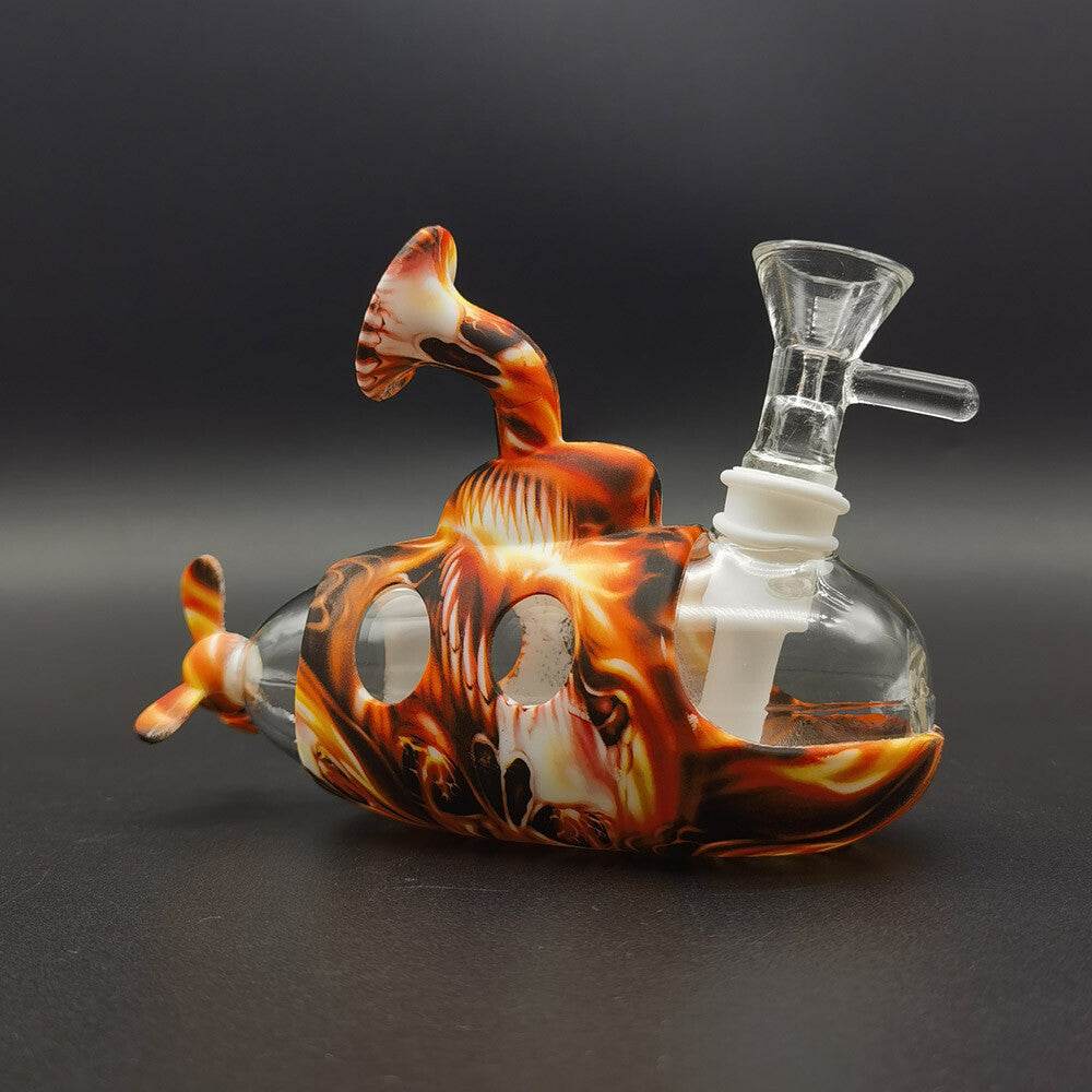 Silicone Smoking Water Pipe Glass Bong Hookah Shisha Submarine W/ Glass Bowl US - Maryjanes Bong Shop