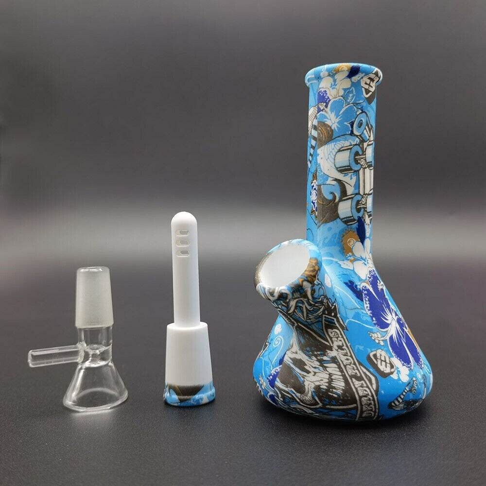 5'' Silicone Hookah Smoking Water Pipe Bong Bubbler Shisha W/ 14mm Glass Bowl US - Maryjanes Bong Shop