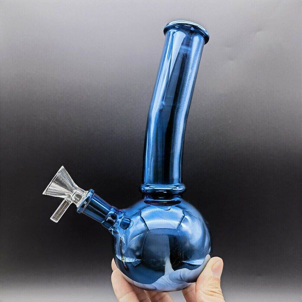 8inch Blue Reflective Water Pipe Hookah Smoking Shisha Glass Bong Hookah Bubbler - Maryjanes Bong Shop