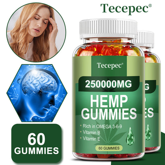 Vegan gummies promoting sleep health and relaxation, 60 count, with natural stress-reducing ingredients.