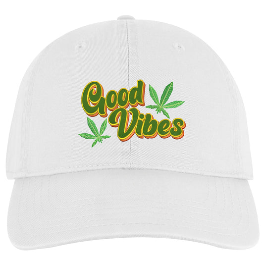 420 Good Vibes Weed Leaf Embroidered Twill Cap by Trenz Shirt Company