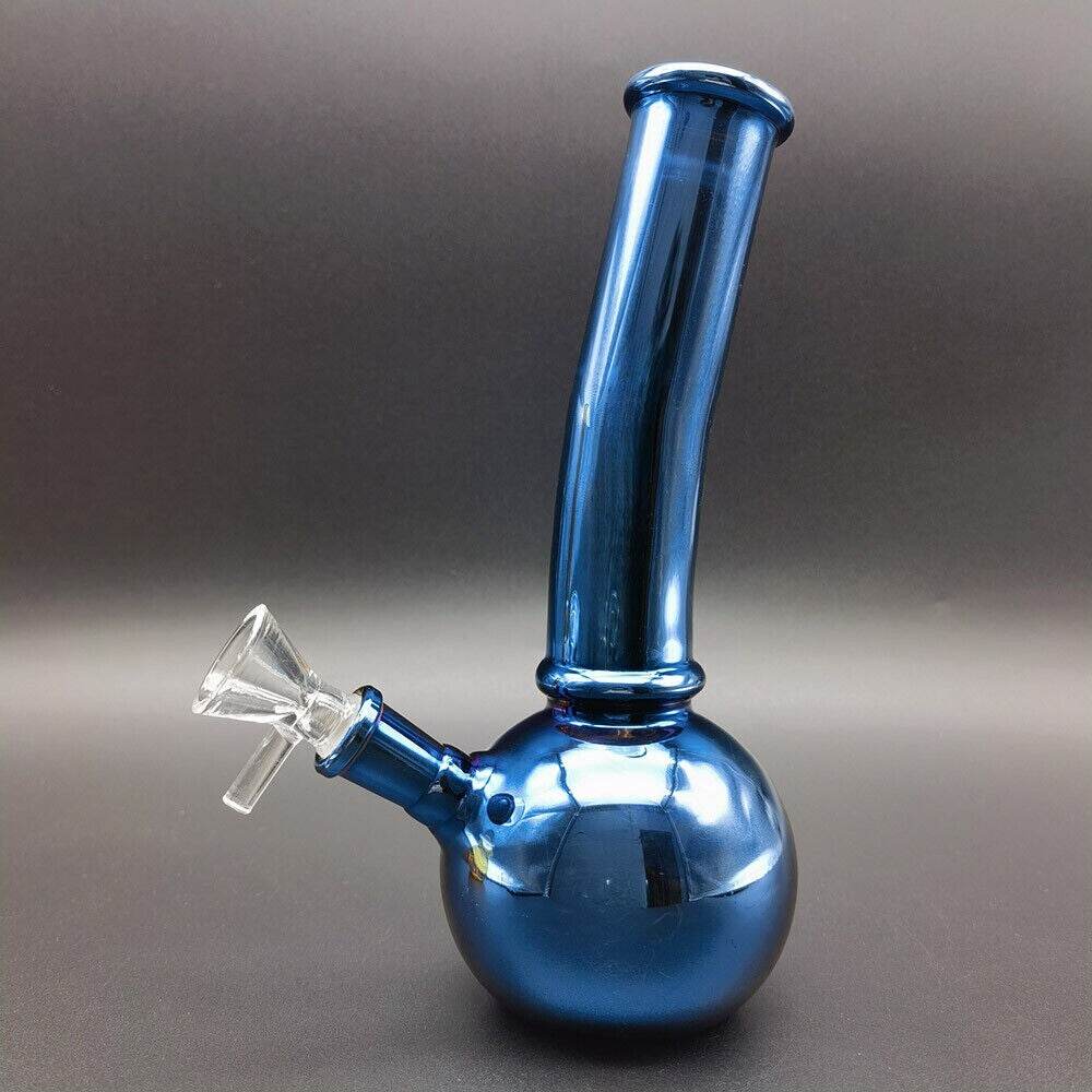 8inch Blue Reflective Water Pipe Hookah Smoking Shisha Glass Bong Hookah Bubbler - Maryjanes Bong Shop