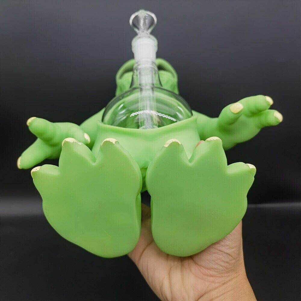 32.4cm Green Ailen Water Pipe Silicone Smoking Hookah Hand Pipes W/ Glass Bowl - Maryjanes Bong Shop