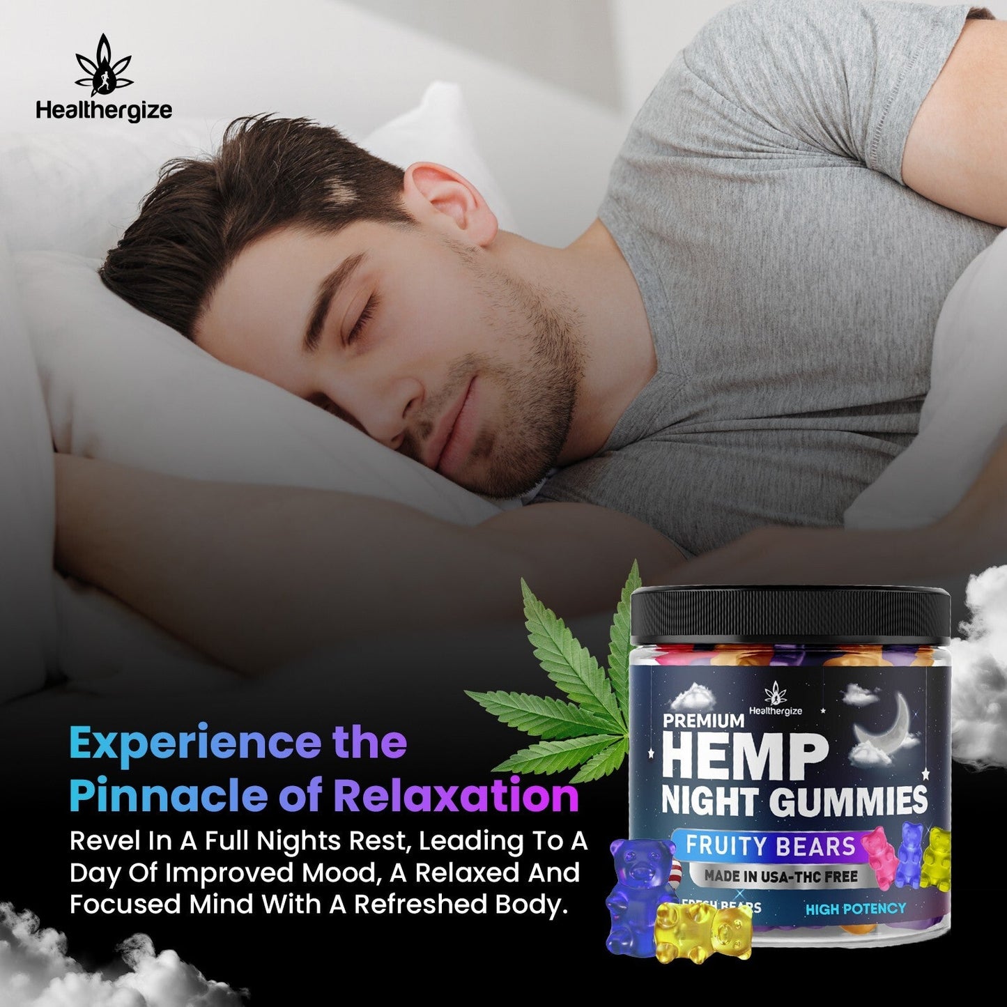 Natural gummies- Bears, Pure-Sleep, Anxiety, Pain, Relaxation, Stress, Brain-USA