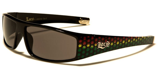 Flat-Top Locs Marijuana Pattern Black Men's Rectangular Sunglasses