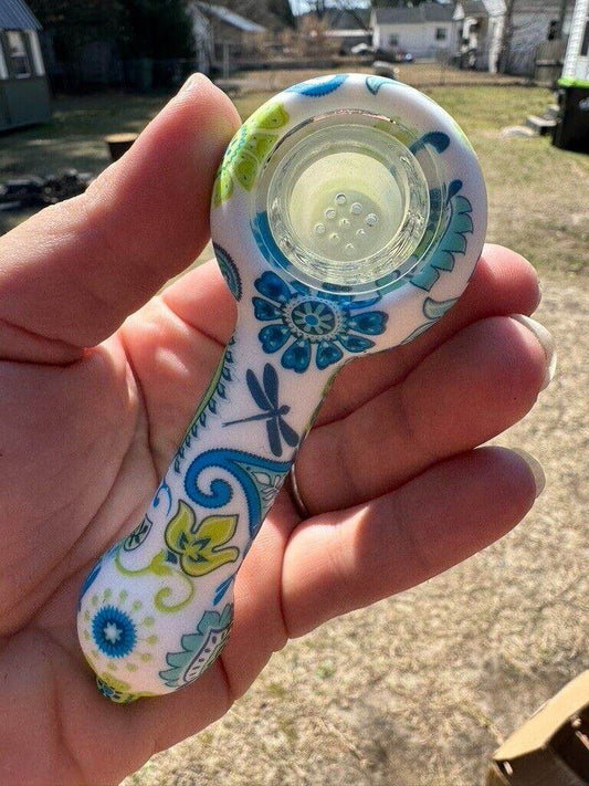 SILICONE SMOKING PIPE W/ GLASS BOWl US SELLER Fast Ship - Maryjanes Bong Shop