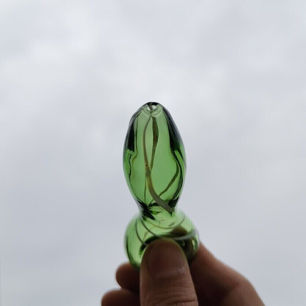 3.1" Green Spoon Shape Hand Pipe Glass Bong Smoking Pipes Portable Shisha New