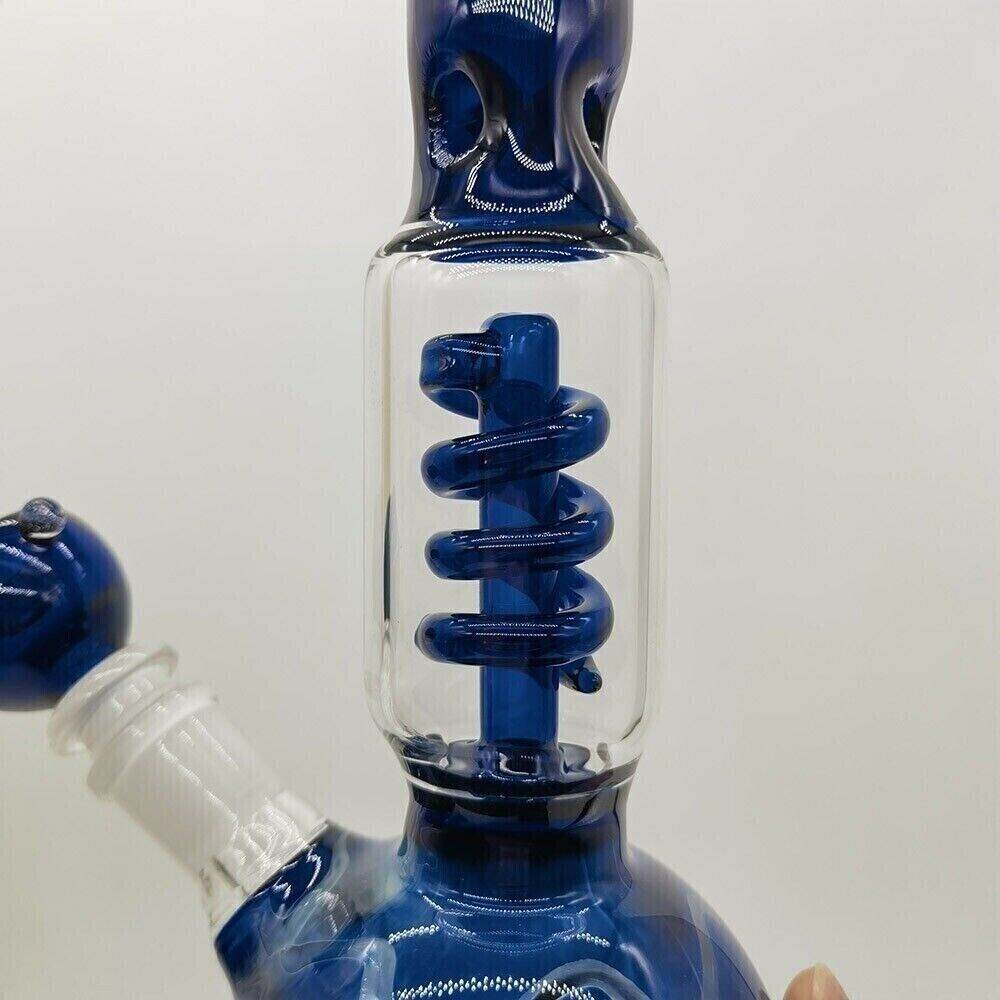 23cm Blue Glass Hookah Smoking Hand Pipes Bubbler Percolator Bongs W/ 14mm Bowl - Maryjanes Bong Shop