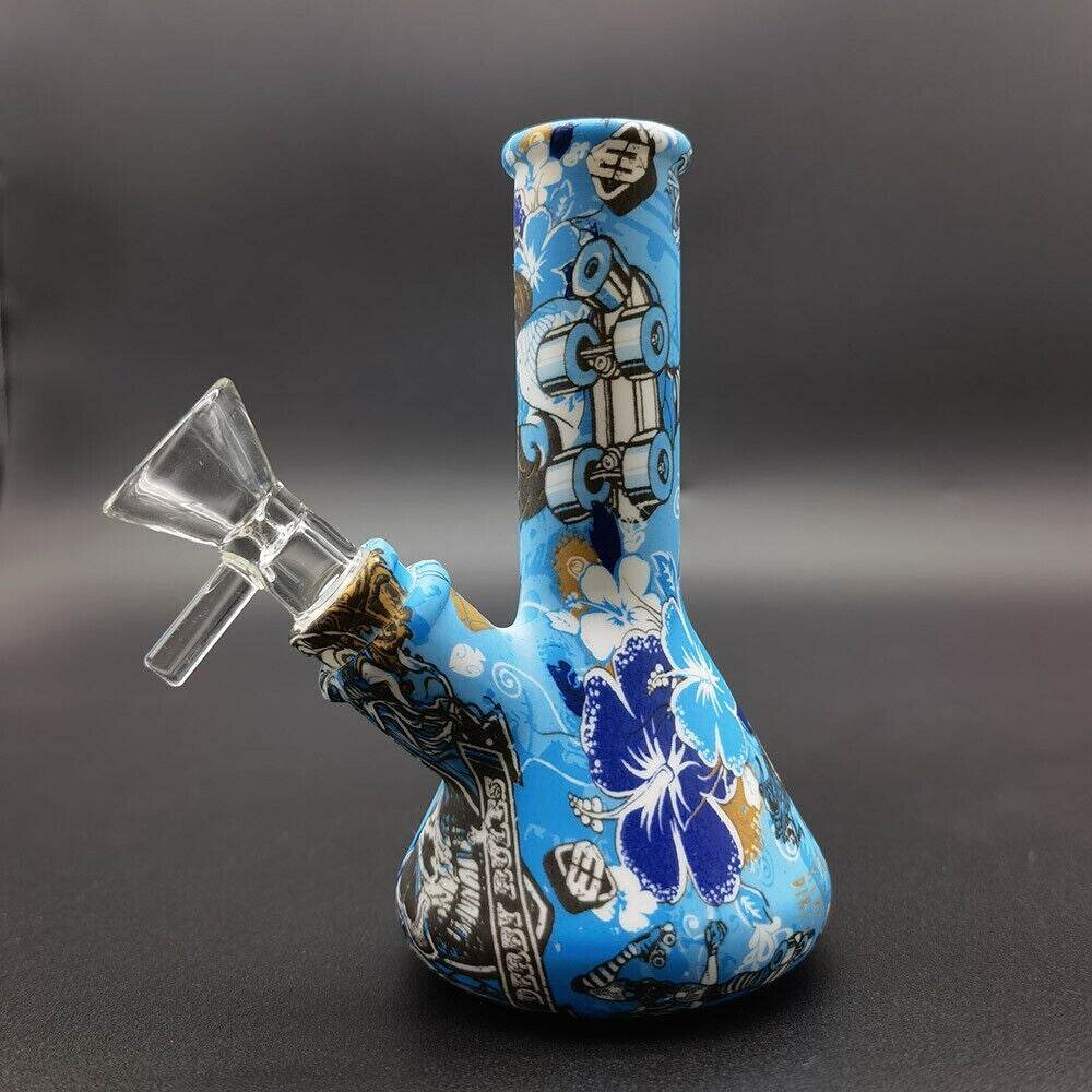 5'' Silicone Hookah Smoking Water Pipe Bong Bubbler Shisha W/ 14mm Glass Bowl US - Maryjanes Bong Shop