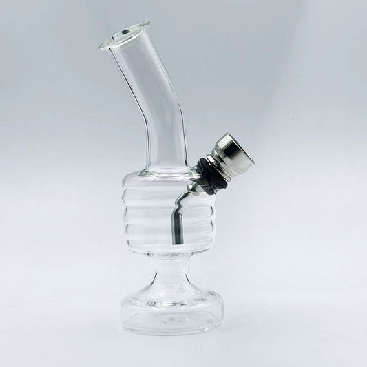 Mini glass hookah, 4.72" transparent spiral design.