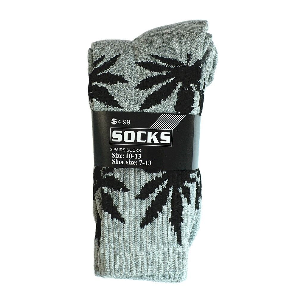 6 Pairs For Mens Sports Leaf Weed Marijuana Crew Cotton Long Socks Size 10-13
