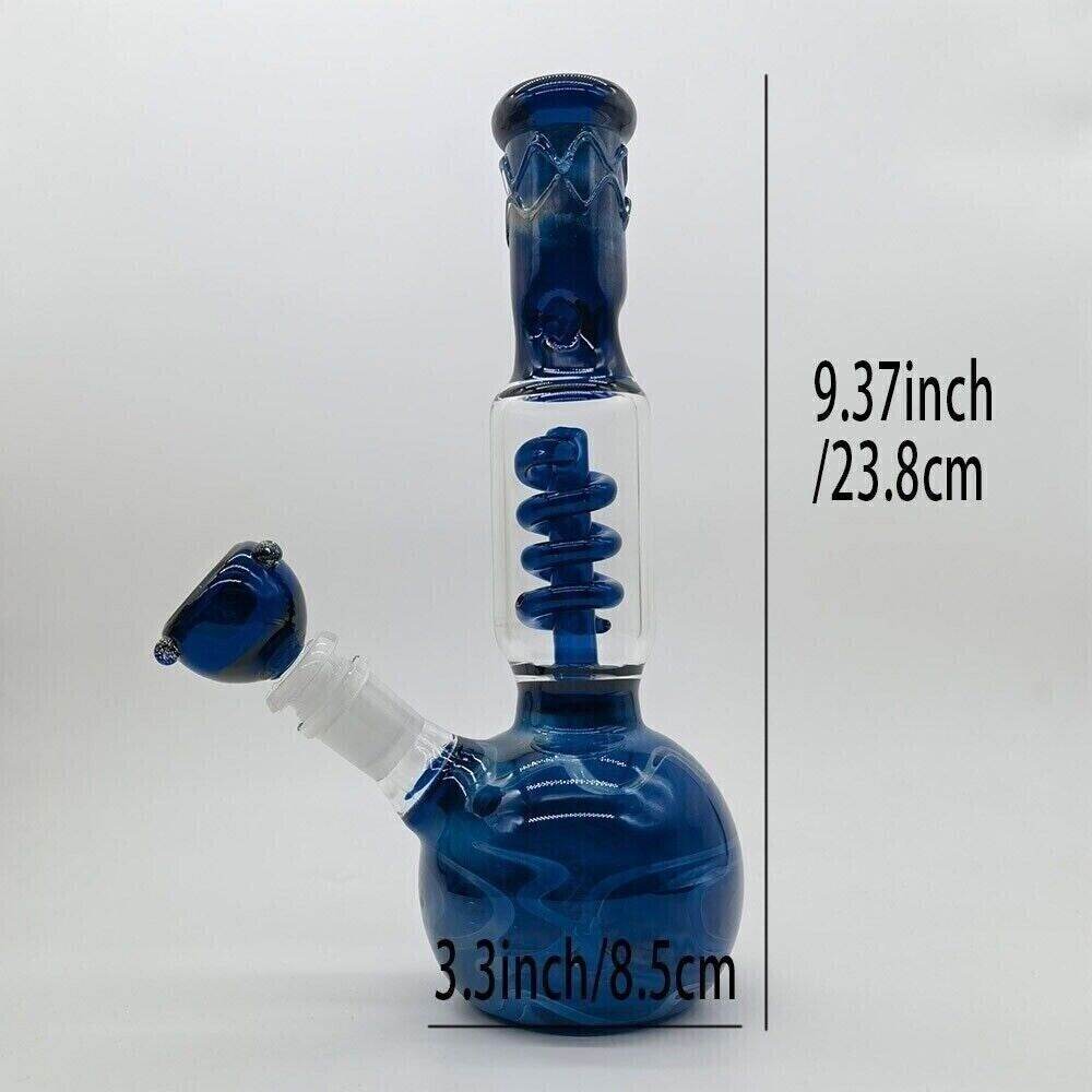 23cm Blue Glass Hookah Smoking Hand Pipes Bubbler Percolator Bongs W/ 14mm Bowl - Maryjanes Bong Shop