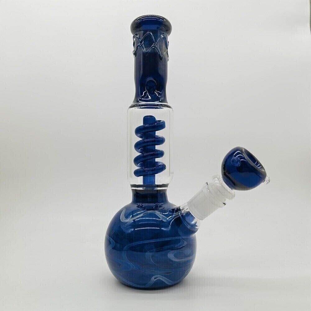 23cm Blue Glass Hookah Smoking Hand Pipes Bubbler Percolator Bongs W/ 14mm Bowl - Maryjanes Bong Shop