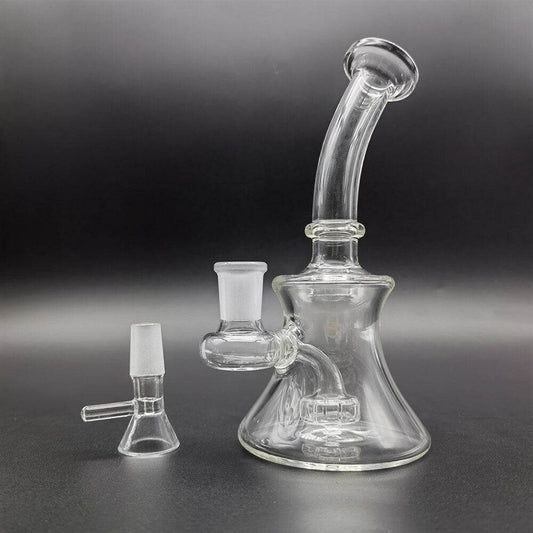 6inch Clear Glass Bong Hookah Smoking Hand Pipes Crook Neck Water Pipe 14mm Bowl - Maryjanes Bong Shop