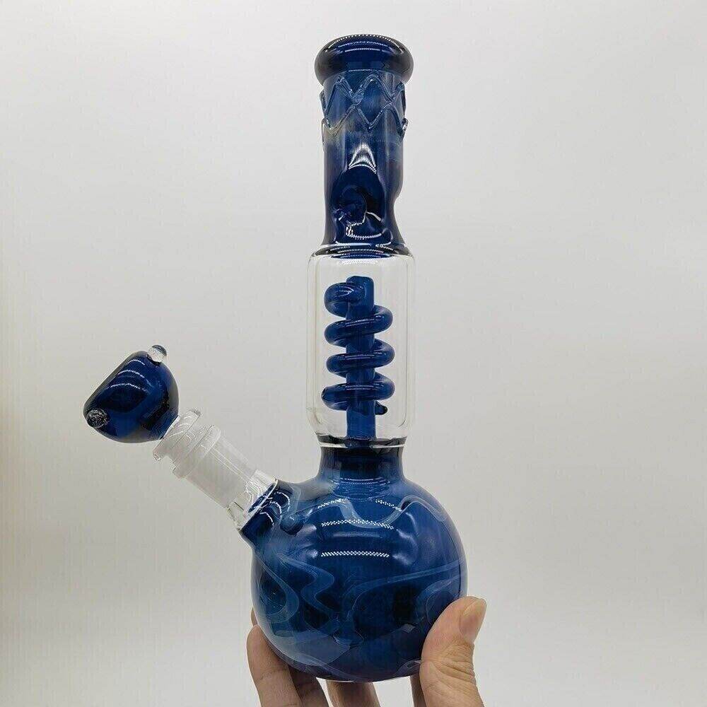 23cm Blue Glass Hookah Smoking Hand Pipes Bubbler Percolator Bongs W/ 14mm Bowl - Maryjanes Bong Shop