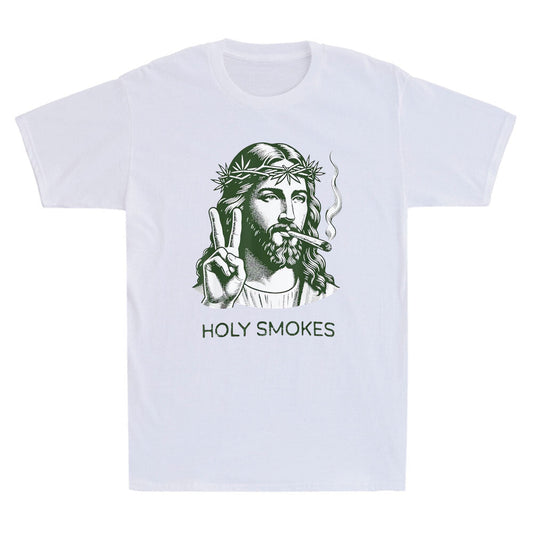 Holy Smokes Funny Jesus Marijuana Graphic Men's T-Shirt