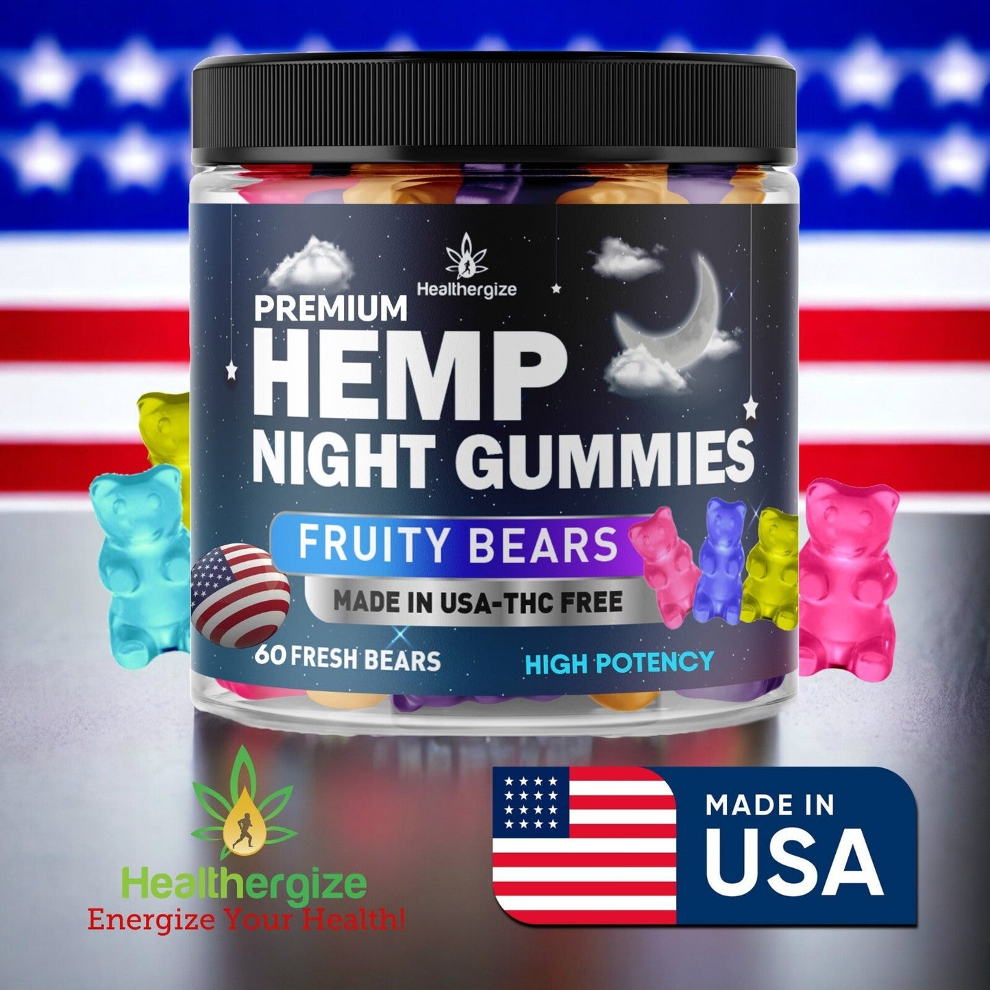 Natural gummies- Bears, Pure-Sleep, Anxiety, Pain, Relaxation, Stress, Brain-USA