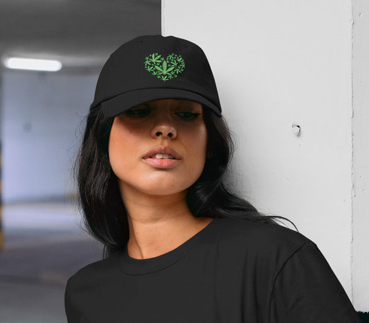 420 Weed Filled Heart Embroidered Full Twill Otto Buckle Cap 4 Colors