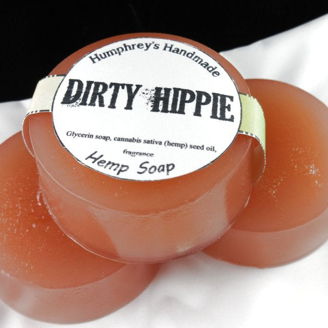 DIRTY HIPPIE Hemp Oil Soap, Detergent Free, Patchouli Glycerin Bar Puck Hippy