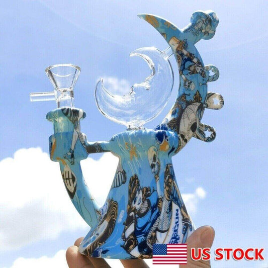 7.5 inch Silicone Smoking Water Pipe Moon Teapot Hookah Bong w/ Glass Bowl NEW - Maryjanes Bong Shop