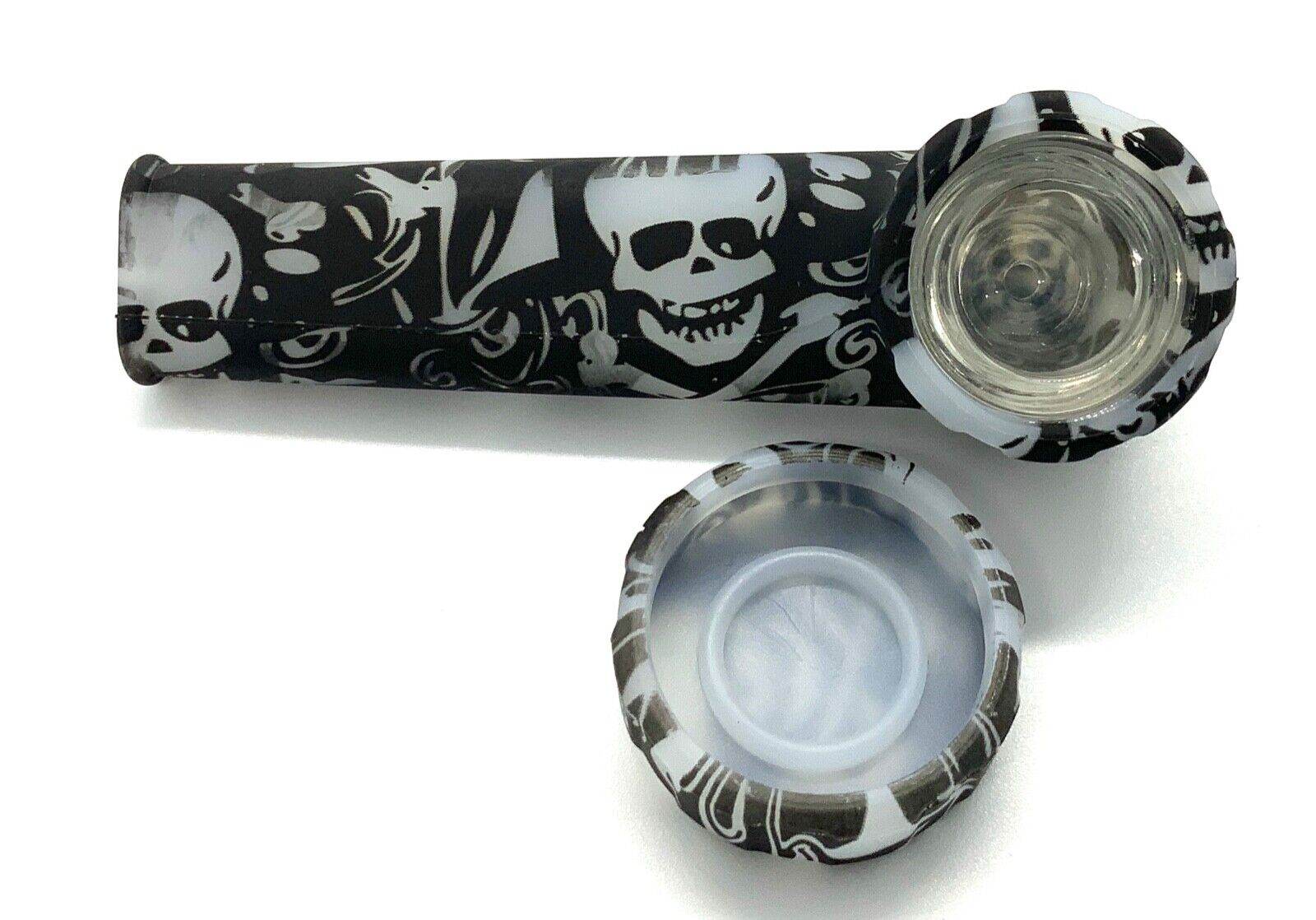 Silicone Smoking Pipe with Glass Bowl w/Cap (glow) US seller - Maryjanes Bong Shop