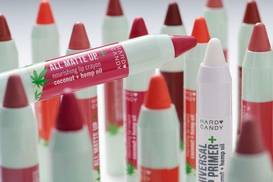 Hard Candy All Matte Up! Coconut + Hemp Oil Nourishing Lip Crayon assortment.