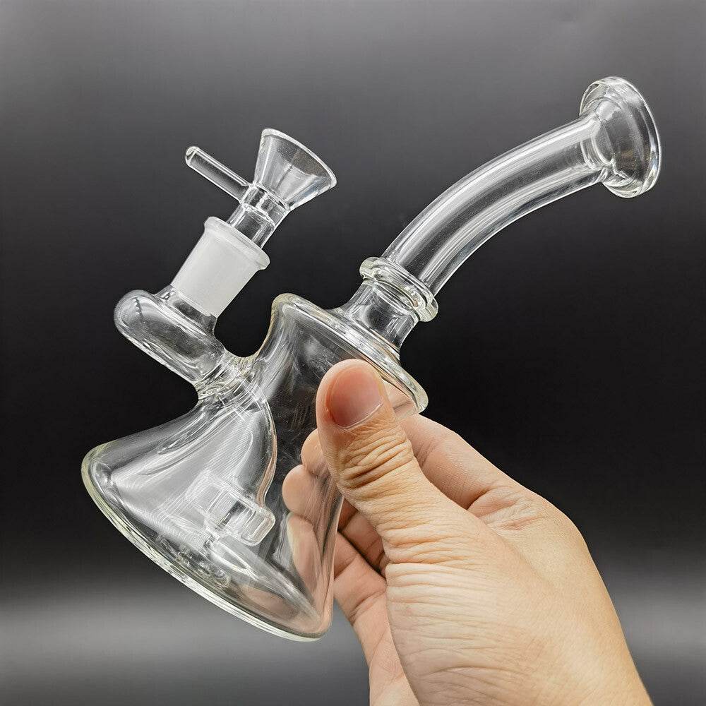 6inch Clear Glass Bong Hookah Smoking Hand Pipes Crook Neck Water Pipe 14mm Bowl - Maryjanes Bong Shop