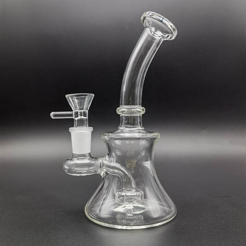 6inch Clear Glass Bong Hookah Smoking Hand Pipes Crook Neck Water Pipe 14mm Bowl - Maryjanes Bong Shop