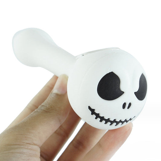5'' silicone Jack Skellington hand pipe with glass bowl.