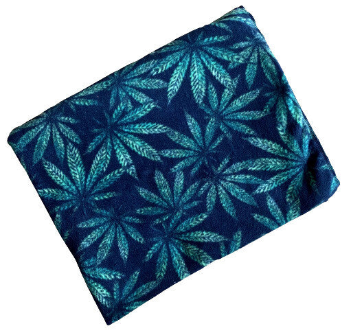 ZooFleece Weed Blanket with cannabis leaf design, 50x60 inches, soft fleece.