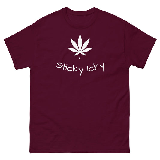 Cannabis-themed men's classic tee with marijuana leaf design.