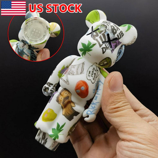 4 inch Silicone Pipes Angry Bear Shape Hand Pipe Smoking Hand Bong + Bowl US - Maryjanes Bong Shop
