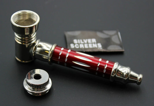 ORIGINAL RED METAL smoking pipe with lid, 3.5 inches long, all-metal design.