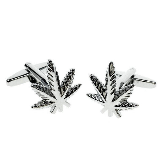 POT LEAF CUFFLINKS Marijuana Cannabis 420 Weed NEW w GIFT BAG Stoner Wedding