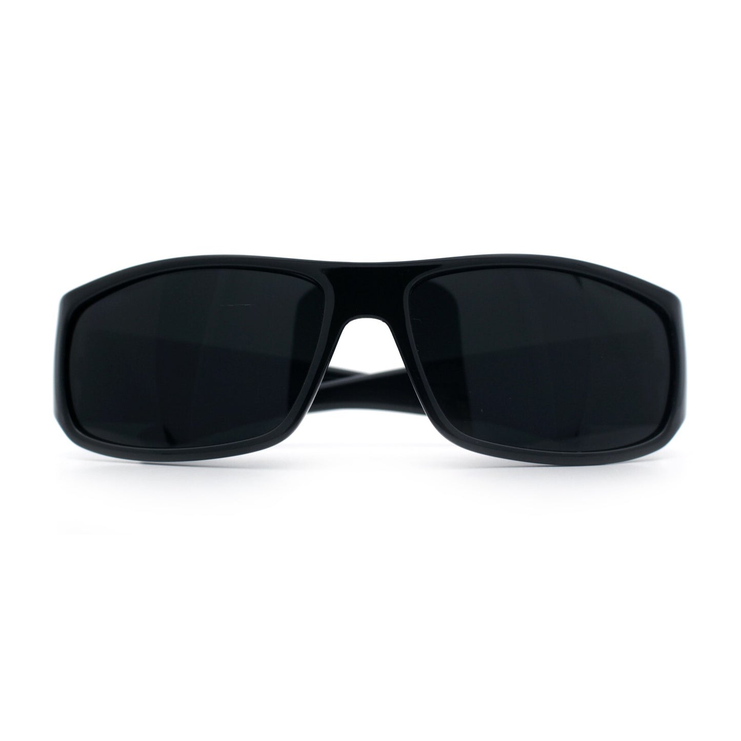 Mens Marijuana Pot Leaf Emblem Hoodlum Rectangle Limo All Black Sunglasses